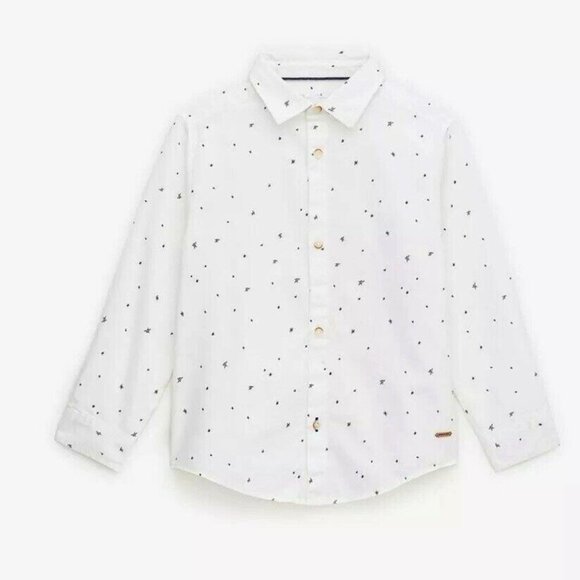 NWT ZARA BOYS PRINTED TWILL SHIRT SIZE 7 - Picture 1 of 6